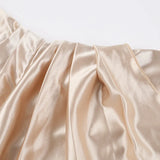 Elegant Satin Solid Color Off-Shoulder Women's Long Dress Sexy High-Waisted Flim Slit Pleated Dress for Lady Party Wedding
