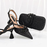Doershow African fashion Italian Shoes And Bag Sets For Evening Party With Stones SILVER Italian Handbags Match Bags! 1-1