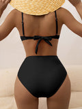 Push Up Bikinis 2026 Women High Waist Swimsuit Solid Strappy Swimwear Female Summer Beachwear Swimming Bathing Swim Suit