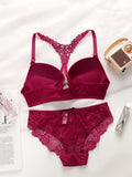 Ladies' black red blue with steel rims front buckle beautiful back pull up bra underwear set A2128