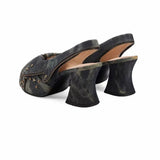 Brand New Women's Y2K Star Rivet Platform Sandals 2000's Peep Toe Slingback Chunky Heel Distressed Denim High Heeled Shoes