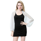 Women's Chiffon Puff Sleeve Cropped Shrug Sheer Open Front Bolero Cardigan Party Wedding Top Summer Beach Cover Ups Arm Sleeves