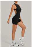 Women's Seamless Yoga Jumpsuits Sports Running Fitness Backless Sleeveless Hip-lifting One-piece Workout Gym Shorts Bodysuits