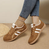 Plus Size 42 Flock Flat Sneakers for Women 2026 Fashion Anti Slip Lace Up Tennis Shoes Woman Platform German Training Shoes
