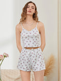 Women Pajamas Set 2 Pieces Loungewear Suits Floral Print Lace Trim Camisoles Tank Tops and Shorts Outfits Summer Sleepwear