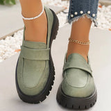 Fashion Green Stain Loafers Shoes Women 2025 Round Toe Embroidery Shoes for Woman Plus Size Platform Casual Shoes Ladies