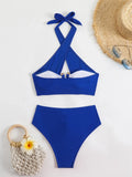 Halter Cut Out High Waist Bikini Female Swimsuit Women Bandeau Swimwear Two-pieces Bikini set Bather Bathing Suit Swim Beachwear
