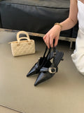White Thin Heeled Sandals 2026 Women's Low-Heeled Shoes With Strap Brown Summer 2026 New Girls Fashion French OL Single Shoes