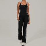 Sexy Backless Bodysuit Women's Set Tracksuits Fitness Sports Jumpsuit Yoga One-piece Suit Flared Pant Fast Dry Workout Clothes