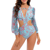 TW Sexy High Waist One Piece Swimsuit Women V Neck 2024 Long Sleeve Bathing Suit Brazilian Swimwear Monokini Summer Beachwear