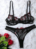 Fairy Bra Set Women Bralette 2-Piece Underwear Sets Floral Embroidery Steel Ring Bra And Panty Set