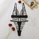 Sexy One Piece Bodysuit Lace Hollow Out Jumpsuit Women Erotic Lingerie