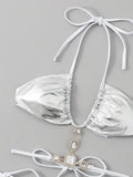 Extreme Mini Micro String Diamond Bikini Women Thong Swimwear Female Swimsuit Two Pieces Bikini Set Halter Bathing Suit Swim