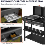 Ticify Dual Fuel BBQ Grill With Gas Griddle And Charcoal