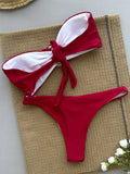XS - L Metal Ring Bandeau Bikini Women Swimwear Female Swimsuit Two-pieces Bikini set Brazilian High Cut Bathing Suit Swim Lady