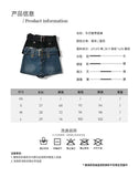 WOMENGAGA Korean Style Spicy Girl Denim Half Body Short Skirt Female Slim Tight Ultra Short A-line Slim Hip Skorts Fashion 3POJ