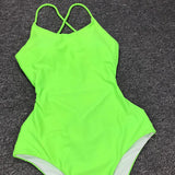 Criss Cross Backless Women Swimwear One Piece Swimsuit Female Monokini High Cut Leg Bather Bathing Suit Swim Beach Wear Lady