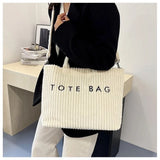 2026 Autumn New Women's Corduroy Tote Bag - Large Capacity, High-End Texture, Fashionable Commuter Shoulder & Crossbody Bag