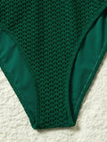 S - XL Deep V Neck Knit Fishnet Mesh One Piece Swimsuit Women Swimwear Female Backless Monokini High Leg Cut Bathing Suit Swim