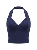 2026 Summer Women's Halter Square Neck Vest Sleeveless Open Back Slim Fit Corset Retro Casual Sexy Cropped Tank Tops