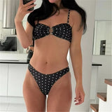 XS - L Polka Dot Bandeau Brazilian Bikini Women Swimwear Female Swimsuit Two-Pieces Bikini Set Bather Bathing Suit Swim V7711