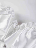 Chest corset with satin ruffled sleeves and waist-tightening palace corset at the back of the shoulder.
