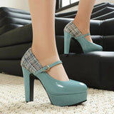 Sexy Black Faux Suede Double Buckle Straps Platform Mary Jane Pumps High Heels Wedding Club Daily Dress Shoes Women Plus Size 48