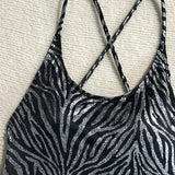 Printed Extreme Mini Micro Thong Women Swimwear One Piece Swimsuit Female Cross Back High Cut Monokini Bather Bathing Suit Swim