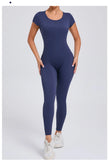 One-piece Yoga Padded Backless Suit Female Rompers Quick Dry Yoga Clothing Workout Bodysuits Scrunch Sports Jumpsuit Women