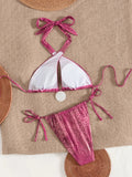 Snake Skin Halter Hollow Out Bikini Women Swimsuit Female Swimwear Two-pieces Bikini Set Mini Thong Bathing Suit Swim Beachwear