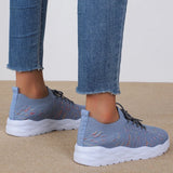 Mixed Color Knitted Platform Sneakers Women Spring Summer Casual Thick Sole Sports Shoes Woman Lace Up Non Slip Walking Shoes