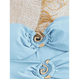 XS - L 6 Colors With Skirt Cut Out Women Swimwear Bandeau Metal Ring Bather Bathing Suit Swim One Piece Swimsuit Female K8108