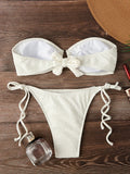 2026 Ring Linked Bandeau Bikini Solid String Swimwear Female Sexy Swimsuit Women Bathers Bathing Swimming Swim Suit Beachwear
