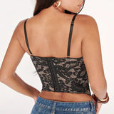 Lace Fishbone Crop Top Hot Girl Slim Fit Tank Top Sexy Body Shaping Backless Backless Deep V Suspenders Sleeveless Top 2RZV
