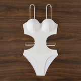 Sexy Ribbed Underwired Bra Cup Female Swimwear One Piece Swimsuit Women Backless Monokini High Cut Bathing Suit Swim Bodysuit