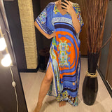 2026 New Colorful Kaftan Tunic Beach Dress Beach Wear Beachwear Beach Cover Up Cover-upsLoose Maxi Dress Female Women V4428