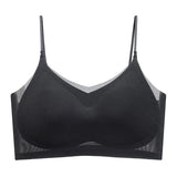 Ultra-Thin Breathable Ice Silk Top Bra Women's Seamless Back Halter Vest Wrap Bra Small Chest Together