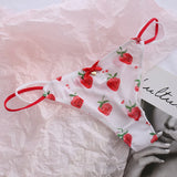 Sexy Pantis Mesh T Pants Thong Cute Transparent Strawberry Cherry Ladies Panties Underwear Low Waist Seamless Lace G-string Wome