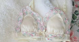MOYISU Luxury Classic Thin Embroidery Light Luxury Silk French Underwear Sexy Pure Desire Lace Bra Set Small Chest Triangle Cup
