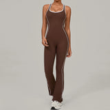 Sexy Backless Bodysuit Women's Set Tracksuits Fitness Sports Jumpsuit Yoga One-piece Suit Flared Pant Fast Dry Workout Clothes