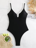 2025 Splicing Underwired V-Bar Women Micro Thong Swimwear One Piece Swimsuit Female Backless Monokini High Cut Bathing Suit Swim