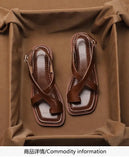Women's Sandals Retro French Style Clip Toe Square Toe Buckle 2026 Sandals Comfortable Soft Sole Simple Versatile Sandalias