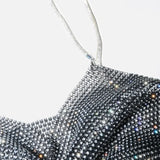 Toucheart Sexy Bow Knot Rhinestones Perspective Suspender Bra For Women Sexy Hottie Fishing Slit Lining Sleeveless Backless Bra