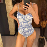 S - XL Sexy With Skirt Printed High Cut Underwired Women Swimwear One Piece Swimsuit Female Bather Bathing Suit Swim Lady V4611