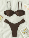 Sexy Wrinkled Underwired Brazilian Bikini Female Swimsuit Women Swimwear Two-pieces Bikini Set Triangle Bathing Suit Swim Lady