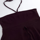 Phantasy Fashion Halter Crop top Fashion Brown Tank Top Women Sexy Split Camisole Lady Night Out Streetwear 2026 Summer Clothing