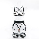 Toucheart Sexy Floral Embroidery Underwear Steel Ring Bra Lace Mesh Sexy Webbing Hollow Waistband Hanging Erotic Lingerie Suit