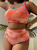 Large Size 3XL Women's Patchwork Swimsuit Sexy Backless High Waist Swimwear Textured Bikini Set Female Beachwear Holiday Biquini
