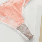 New Women's Underwear Set Lace Pink Flower Sexy Ultra Thin Underwear 2-piece Set Bra And Thongs Push Up Bra MR2643