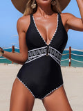 2026 V-neck Swimsuit Women One Piece Solid Printed Swimwear Female Sexy Bathers Bathing Swimming Swim Suit Beach Wear XL